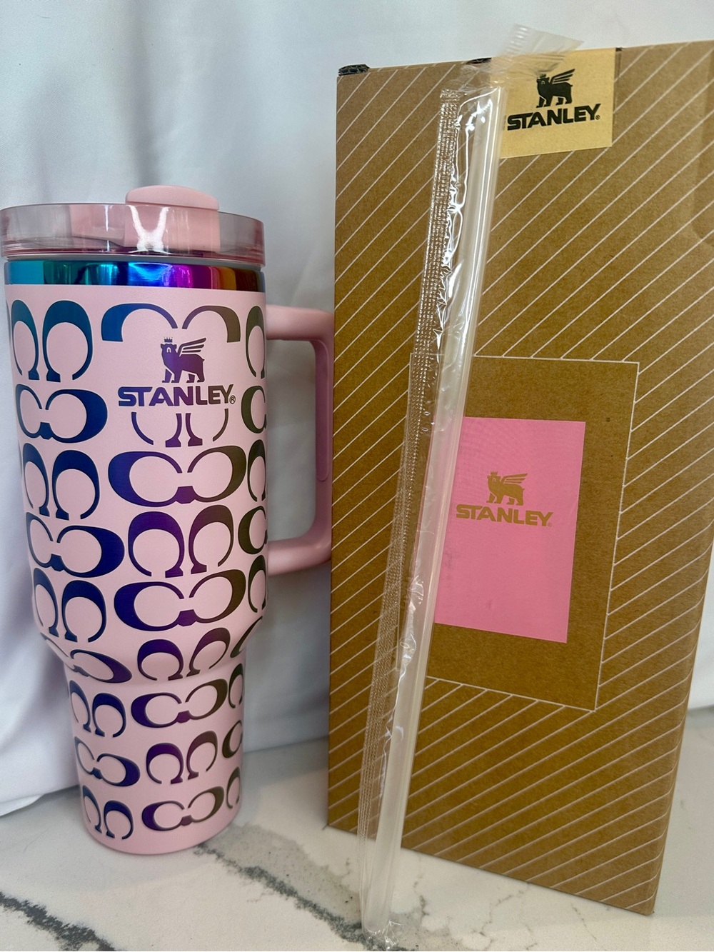 Stanley x Coach 40oz Tumbler Pink Oil Slick NIB